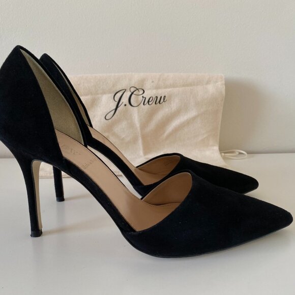🇮🇹 Made in Italy | J.Crew Elsie suede d’Orsay Black pumps - Picture 1 of 17